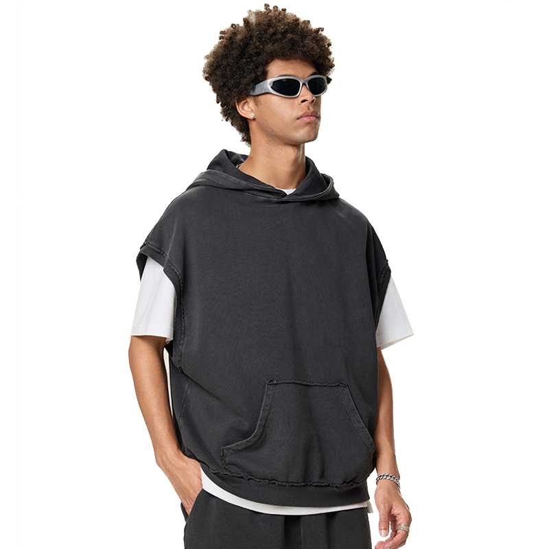 Muscle Boxy Distressed Mens Crop Tops