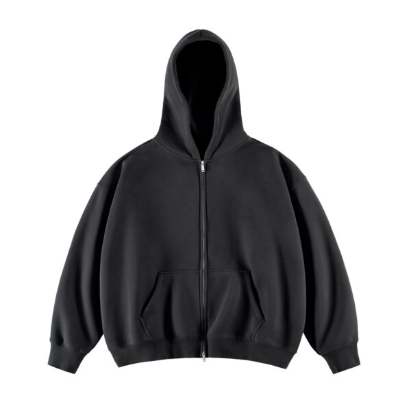 Boxy Cropped Zip Up Hoodie