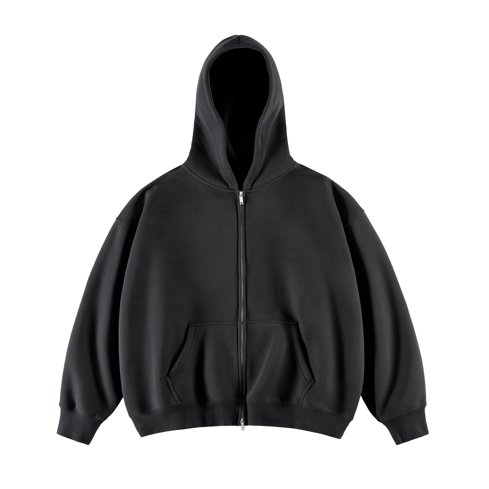 Boxy Cropped Zip Up Hoodie