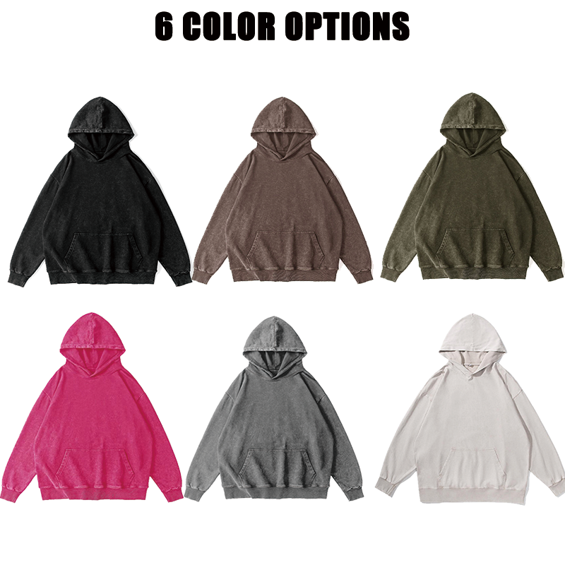 Acid Washed 350gsm Unisex Hoodies - 图片 2