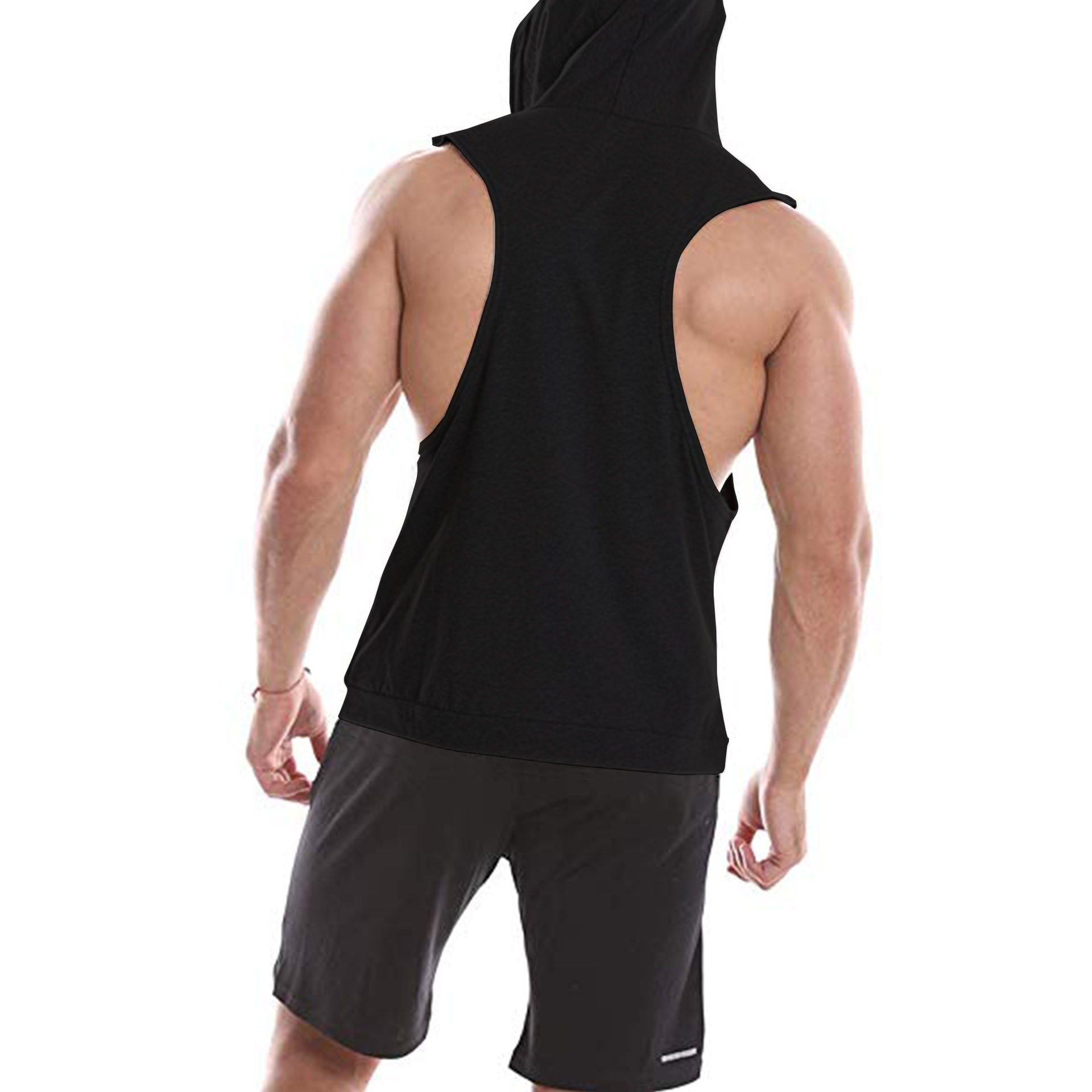 Custom Logo Athletic Gym Hooded Tank Top - 图片 3