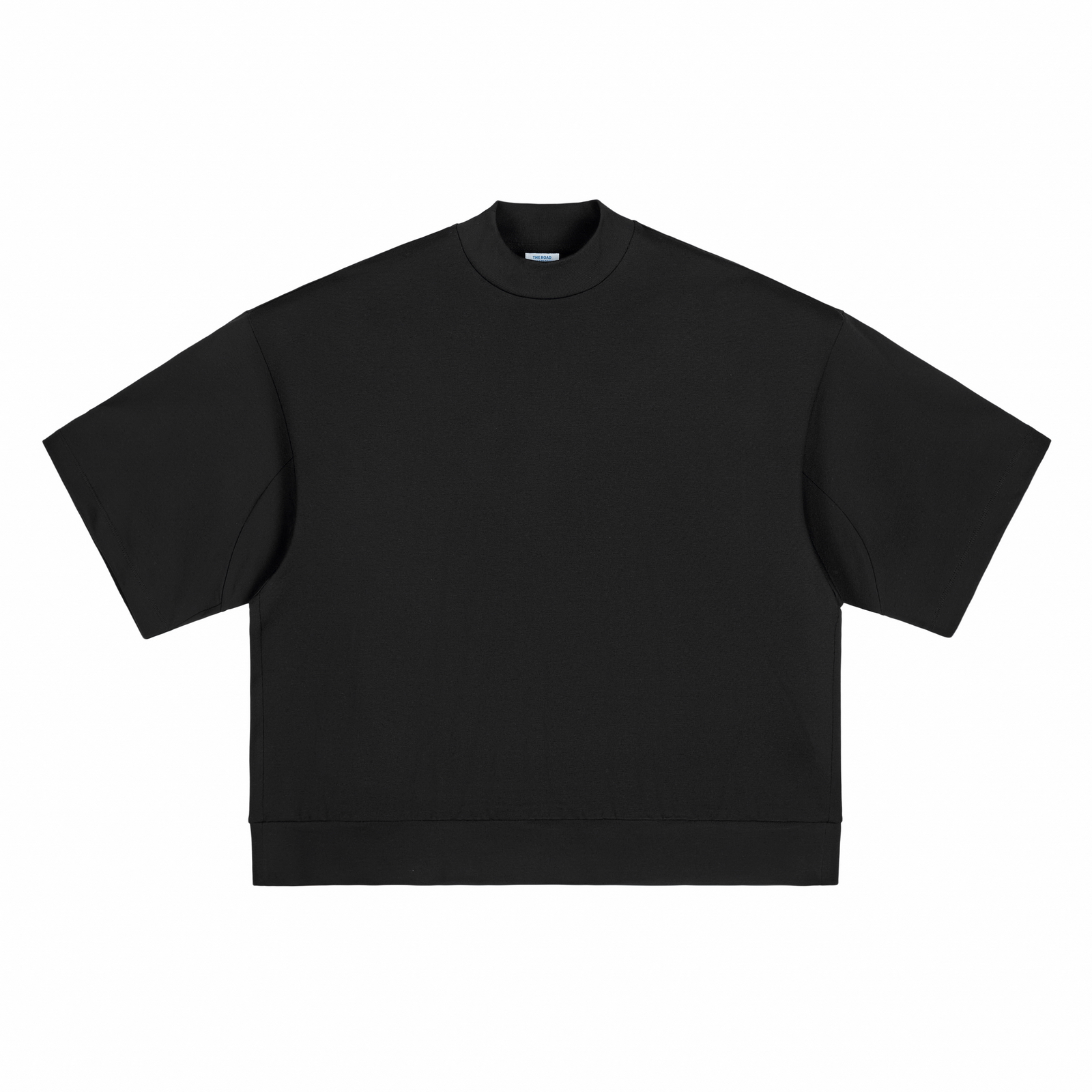 305 GSM Mock Neck Boxy Crew Blank T-Shirt - 图片 2