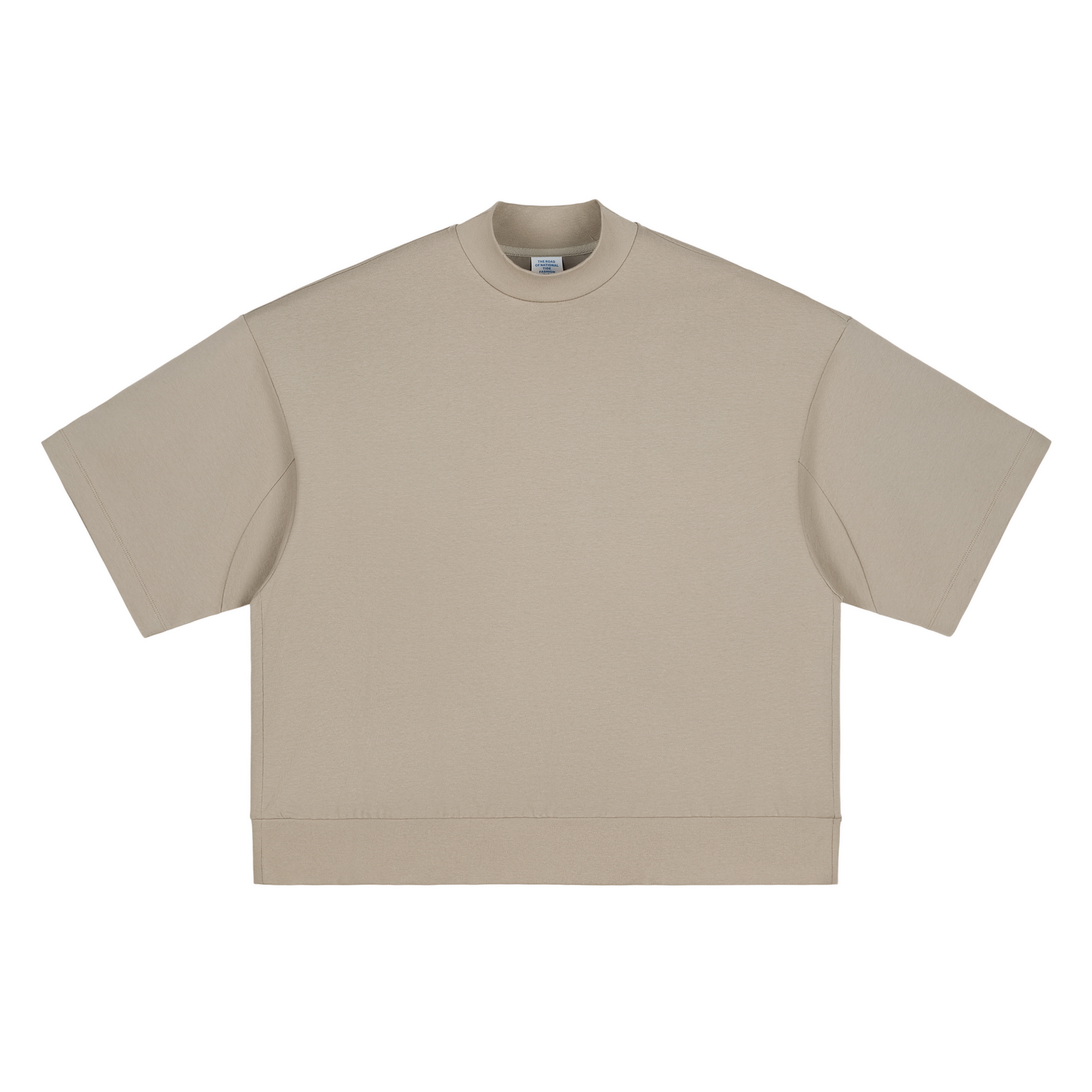 305 GSM Mock Neck Boxy Crew Blank T-Shirt - 图片 3